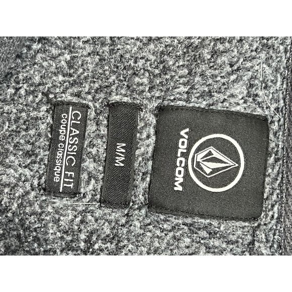 Vintage Volcom Stone Dark Heather Gray Hoodie Sweatshirt Mens Sz M 1/4 Button Up - Picture 6 of 9